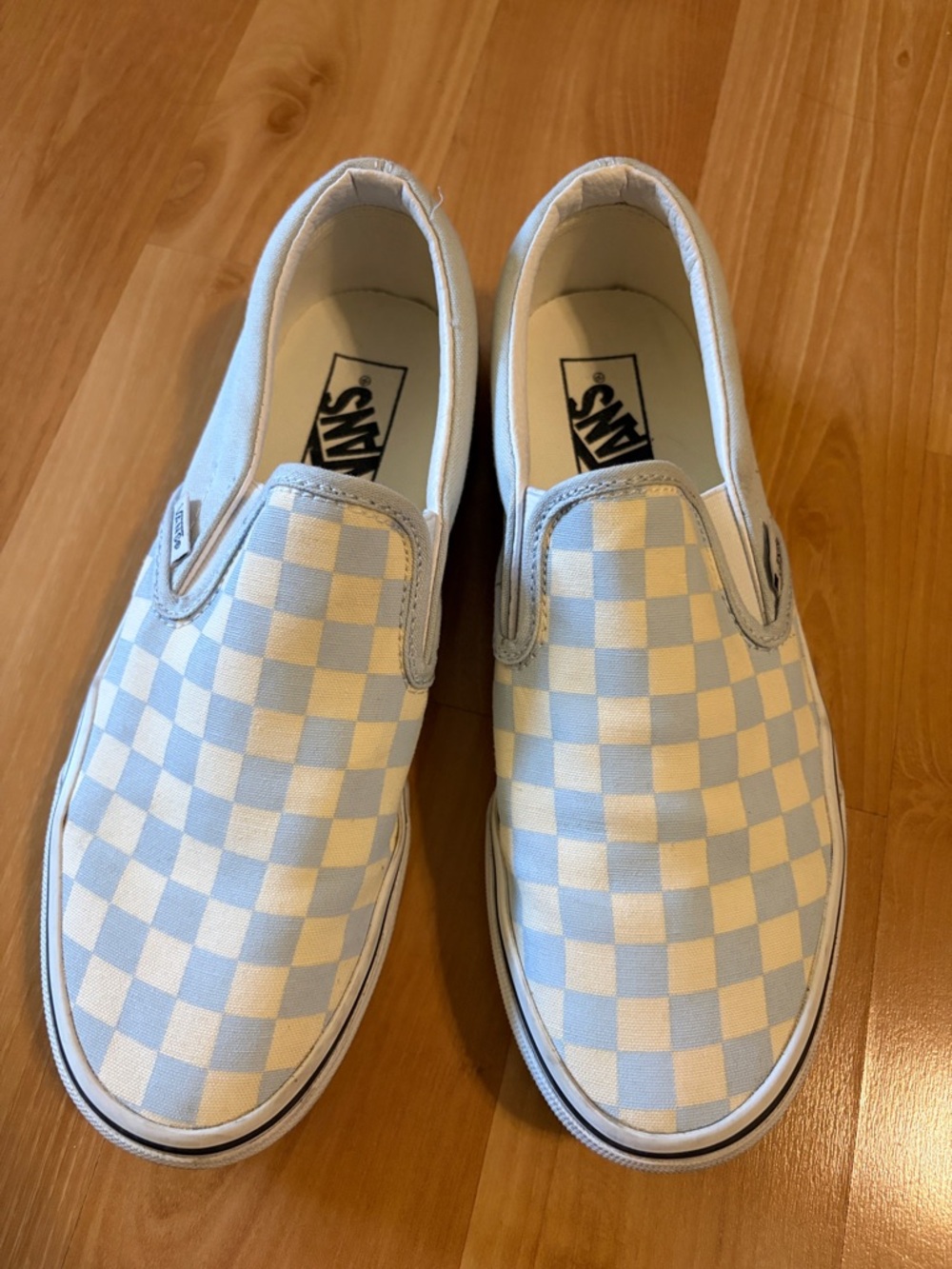 Vans Checkerboard Slip-On in Light Blue and White